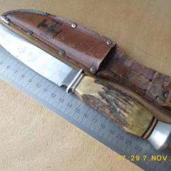 Othello Solingen Couteau de chasse.Lame acier au carbone,manche cerf. German hunter's vintage knife.