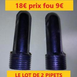 LOT DE 2 Petits pipets métal pour trompe MILLIENS   L 35 mm  Ø 11.8          PIPM-9