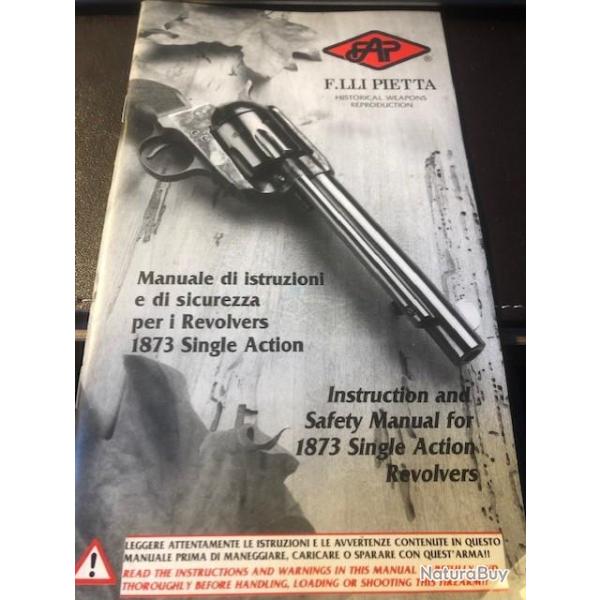 Instruction and safety Manual for 1873 Single Action Revolvers, Pietta, et16