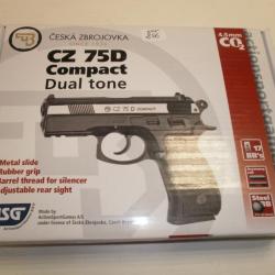 256- PISTOLET CZ 75D COMPACT BICOLORE  4,5 CO2 - NEUF!!!!