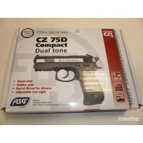 256- PISTOLET CZ 75D COMPACT BICOLORE  4,5 CO2 - NEUF!!!!