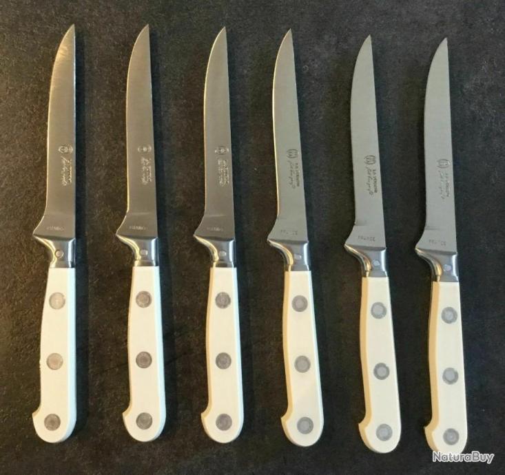 6 X Couteaux à steak lame lisse fabrication française