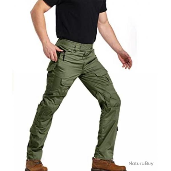 Pantalon tactique vert - Multipoches - Chasse, randonne, etc. - Livraison gratuite et rapide