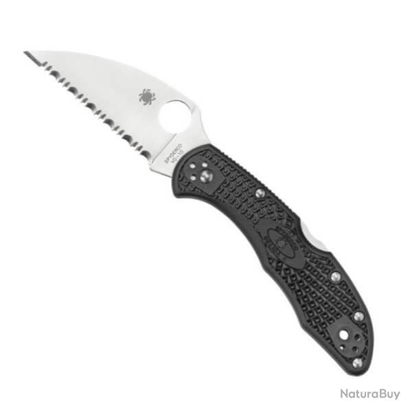 C11FSWCBK-Couteau de poche Spyderco Delica 4 Wharncliffe noir crant