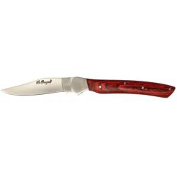 Couteau de poche pliant 12 cm Le BOUGNA élégance - Bois col rouge - Etui cuir offert.