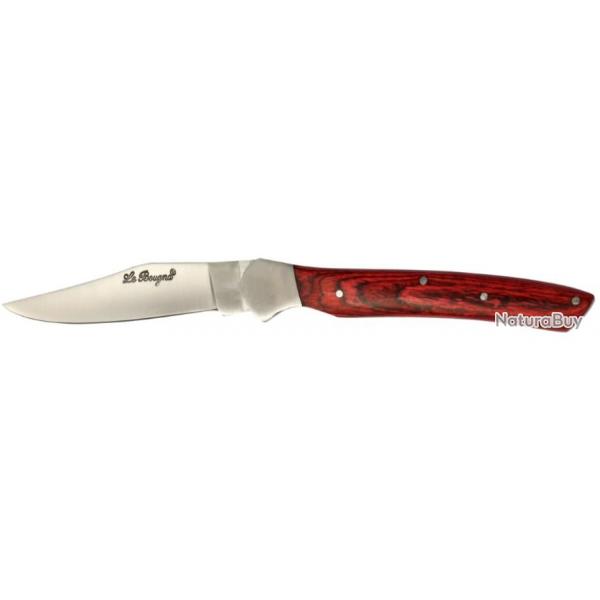 Couteau de poche pliant 12 cm Le BOUGNA lgance - Bois col rouge - Etui cuir offert.