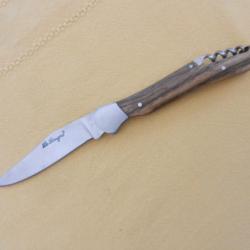 couteau canif de poche avec tire bouchon manche bois zébré - Le Bougna