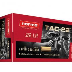 Munitions NORMA TAC Cal.22lr 40gr par 1000