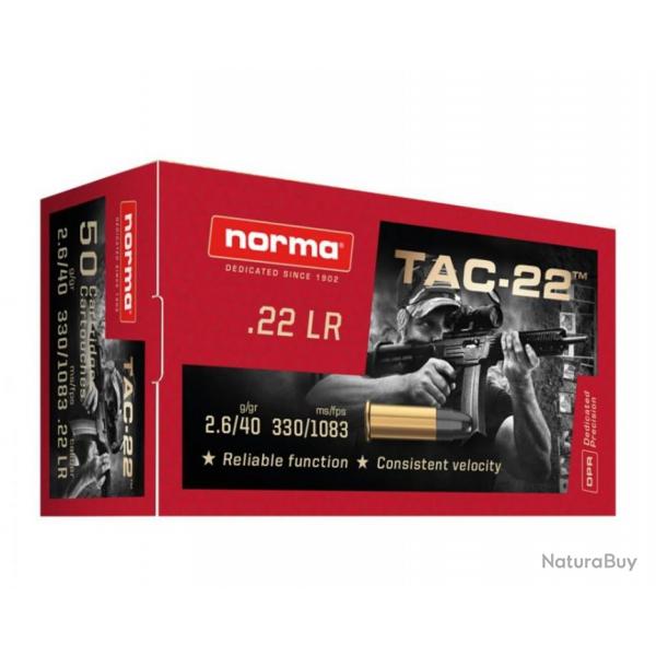 Munitions NORMA TAC Cal.22lr 40gr par 1000