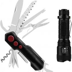 Kit Lampe de poche + Couteau multifonctions - Equipement de survie - Livraison gratuite et rapide