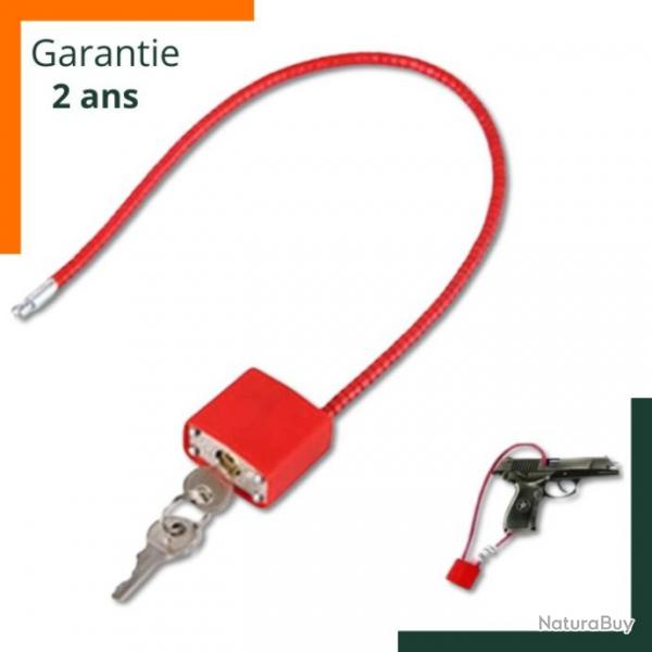 Cadenas pour fusil et pistolet - Verrou de pontet  2 cls - Garantie 2 ans