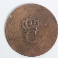 Monnaie Sol tampé Colonie générale Guyane Louis XVI Sol C Couronné