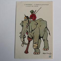 CPA illustrée Mass'Beuf Hindou L'éléphant germanique