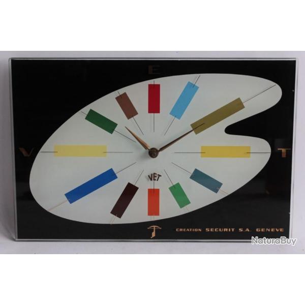 Horloge murale publicitaire VET verre Palette de peintre