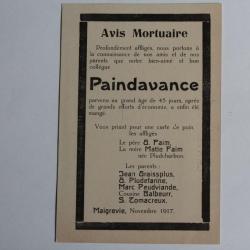 CPA satirique Avis mortuaire Paindavance Famine Suisse