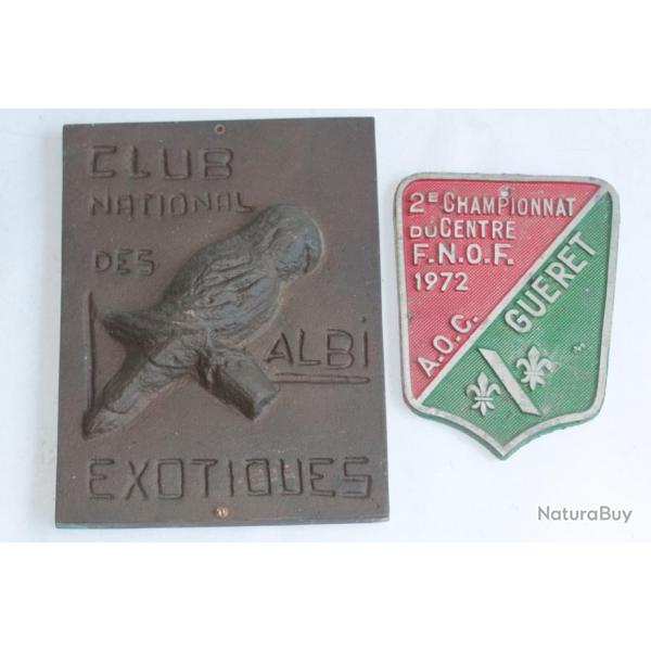 Anciennes plaques Club Ornithologique Oiseaux Albi exotiques