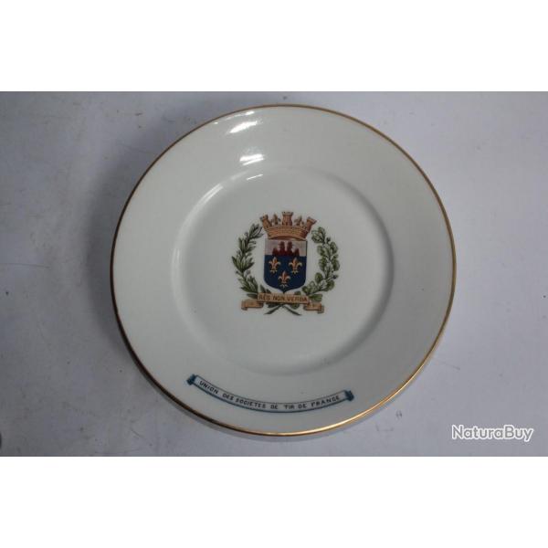 Assiette Union des socits de Tir de France porcelaine Limoges