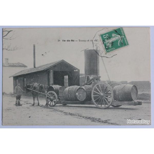 CPA Charente-Maritime le-de-R Transport du vin Attelage