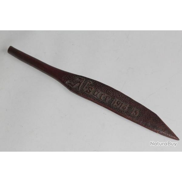 Ouvre lettre Coupe papier bois Travail de Poilus Alsace 1914-15