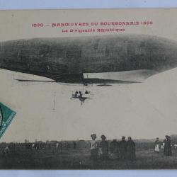 CPA Manoeuvres du Bourbonnais 1909 Le dirigeable République Aviation