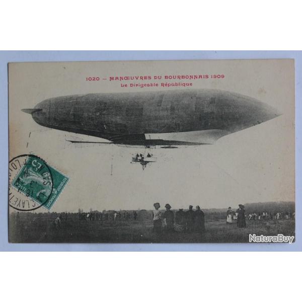 CPA Manoeuvres du Bourbonnais 1909 Le dirigeable Rpublique Aviation