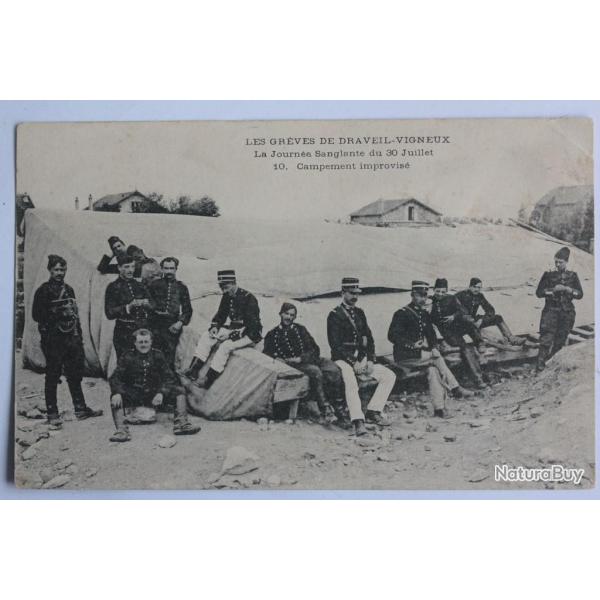 CPA Grves de Draveil-Vigneux Journe sanglante Campement improvis