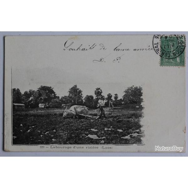 CPA Indochine Labourage d'une rizire Laos