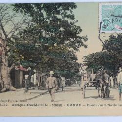 CPA Afrique occidentale Sénégal Dakar Boulevard National Attelage
