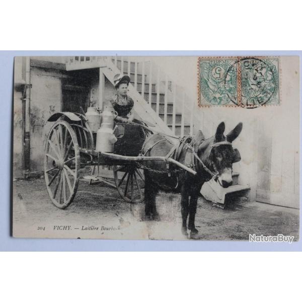 CPA Allier Vichy Laitire Bourbonnaise Attelage d'ne