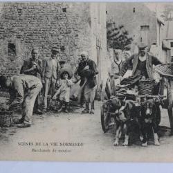 CPA Scènes de la Vie Normande Marchands de Moules Voiture à chien