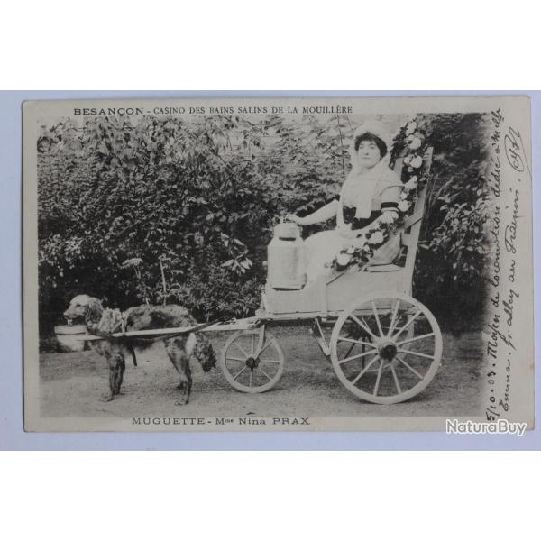 CPA Besanon Casino des Bains Muguette Nina Prax Attelage de chien