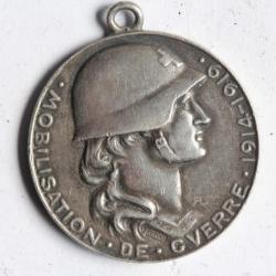 Médaille argent Mobilisation de guerre Lausanne à ses soldats 1914-1919