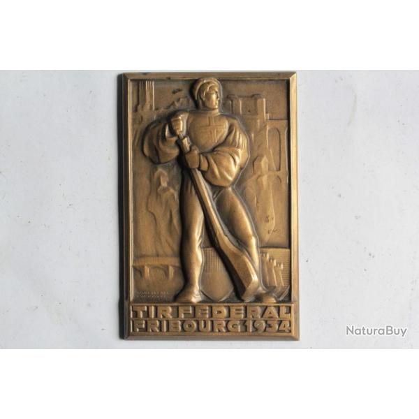 Mdaille plaque Tir fdral Fribourg 1934 Suisse