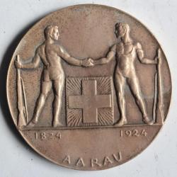 Médaille Centenaire de l'association de tir Aarau 1824-1924 Suisse