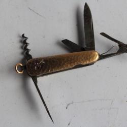 Ancien couteau miniature multifonctions or 18 K