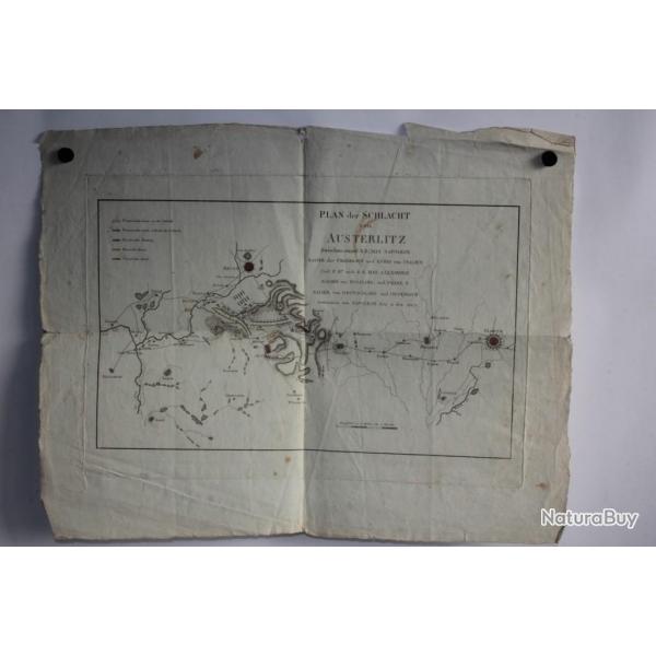 Gravure Plan der Schlacht von Austerlitz Bataille d'Austerlitz 1805