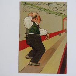 CPA gaufrée illustrée Bowling Rotten PFB Série 8372