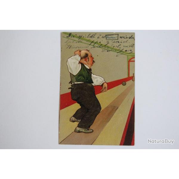 CPA gaufre illustre Bowling Rotten PFB Srie 8372