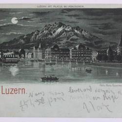 CPA Suisse Gruss aus Luzern mit pilatus bei Mondschein