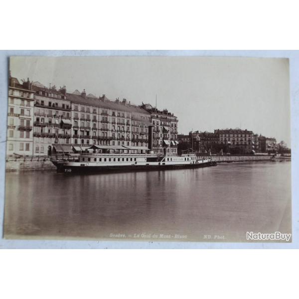 Ancienne photographie Bateau Genve Le Quai du Mont-Blanc Suisse