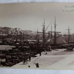 Ancienne photographie Marseille Port et Genève Lac Léman Bateaux