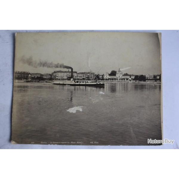 Ancienne photographie Bateau  vapeur le Mont-Blanc Lac Lman Suisse
