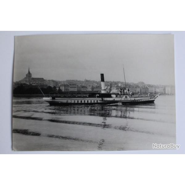 Ancienne photographie Bateau L'Aigle Lac Lman Suisse