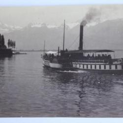 Ancienne photographie Collision bateaux Cygne Rhône Lac Léman Suisse