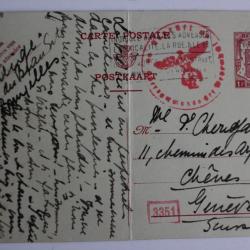 CPA Entier postal Belgique cachet contrôle armée Allemande 1944