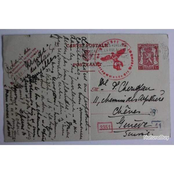 CPA Entier postal Belgique cachet contrle arme Allemande 1944