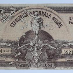 Billet de Loterie Exposition Nationale Suisse Genève 1896
