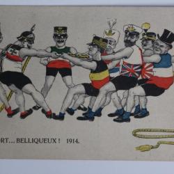 CPA satirique anti-kaiser Sport... Belliqueux ! 1914 Guillaume II