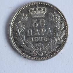 Monnaie argent 50 para 1915 Serbie