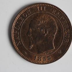 Monnaie 2 centimes Napoléon III tête nue 1853 W SPL
